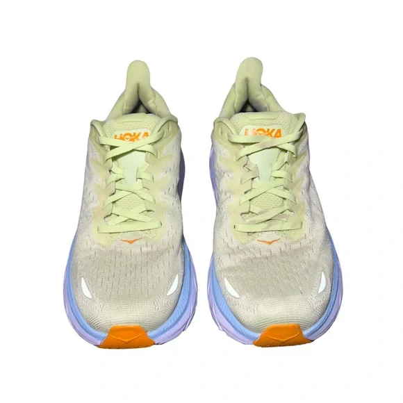 Men’s Hoka Clifton 8 Lime and Blue Athletic Shoes size 9.5 D